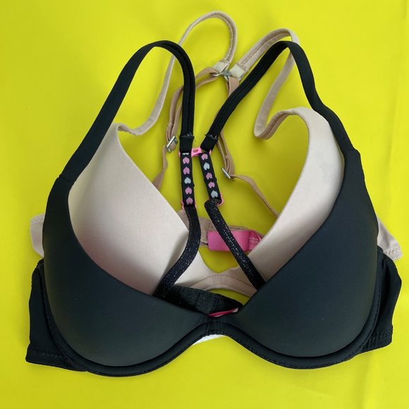 PINK Victoria's Secret Other - PINK Victoria's Secret Scoopneck Bra Pack, Black, Cream, Size 32A